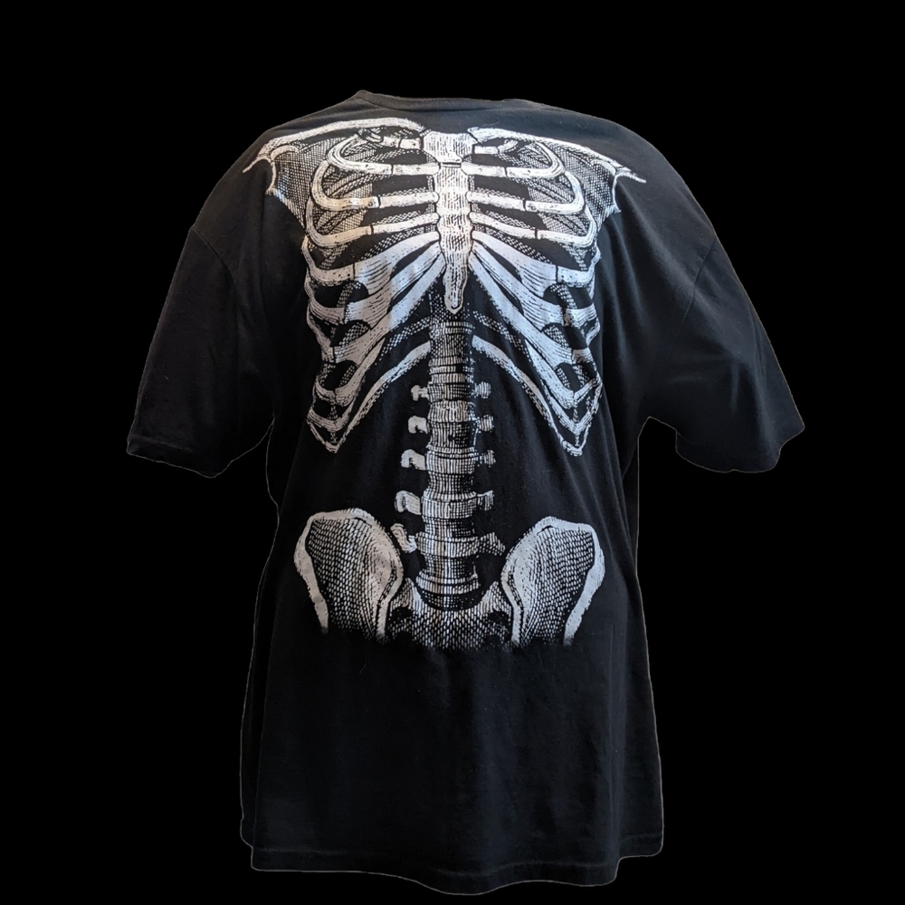 3XL Black Tee Shirt Short Sleeve Skeleton Easy Halloween Costume Theater Cosplay
